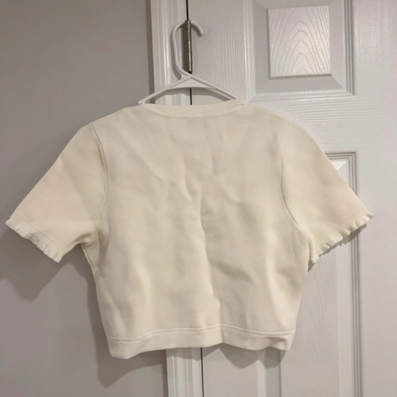 NWT Sandro Lollia Cream Short Sleeve Cardigan - Picture 3 of 4